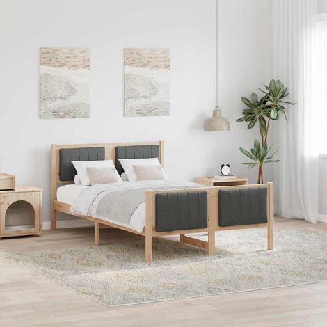 Bettgestell Braun und Dunkelgrau 120 x 200 cm Massivholz Kiefer (1/5)