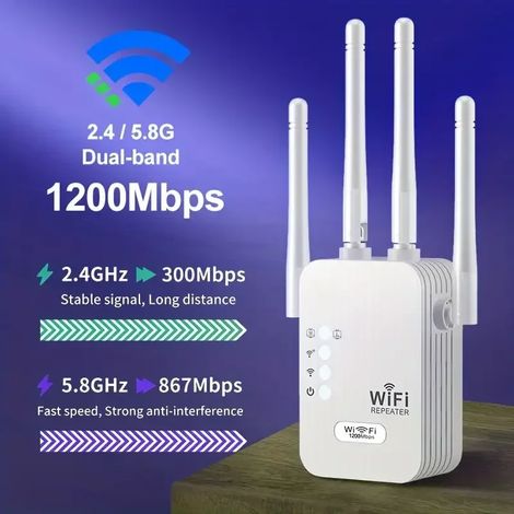 Répéteur WiFi 5 GHz (Norme européenne) 1200 Mbps, routeur, amplificateur d'extension WiFi (1/5)