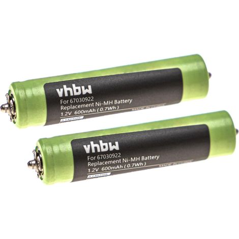 vhbw 2x Batería compatible con Braun 4840, 4845, 4875, 4876, 5411, 4776 Flex XP 5611 afeitadora, cortadora de pelo (600 mAh, 1,2 V, NiMH)