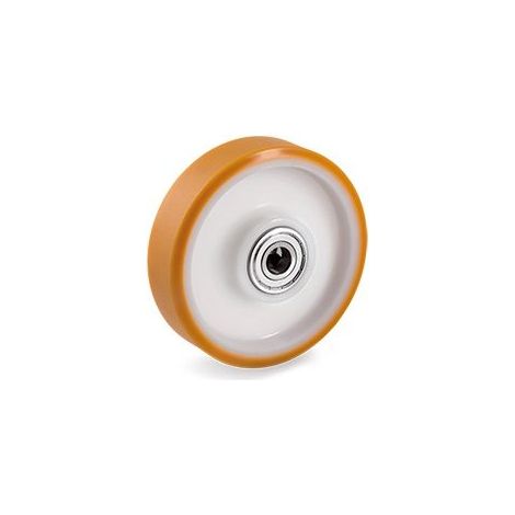 Roue polyuréthane corps polyamide 200 x 50 LM55 AL25 roulement à billes charge 600 Kg