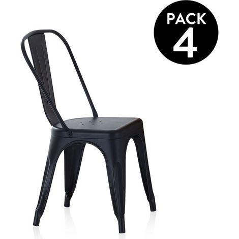 Pack 4 sillas de comedor Tolix Negro 45cm (ancho) x 85cm (alto) (1/5)
