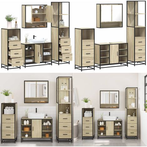 vidaXL Ensemble de meubles de salle de bain 4 pcs chêne sonoma (1/5)