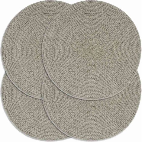 vidaXL Manteles individuales redondos 4 uds algodón gris liso 38 cm (1/4)