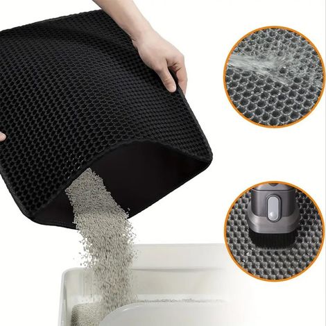 Tapis de Litière pour Chat Double Couche Tapis Trappeur de Litière Nid d'Abeille Imperméable Anti-Dérapant pour Maison Toilette Chat 60x45cm (1/5)