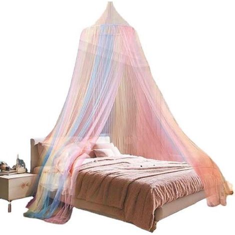 Moustiquaire pour lit enfant - Anti-moustiques - Polyester respirant - Tente de lit conte de fées - Pour chambre fille et bébé - 60 x 250 x 1250 cm - Rainbow (1/5)