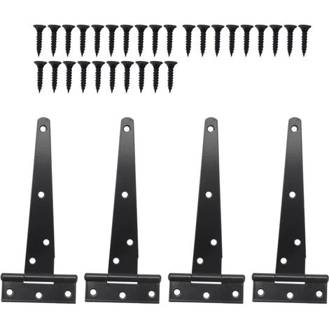 4 cerniere per porte a forma di T da 6 pollici per impieghi gravosi per porte in legno nero (1/4)