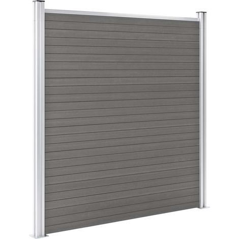 Panneau de Clôture de Jardin Intimité Composite Bois-Plastique WPC Gris 180 x 186 cm (1/5)