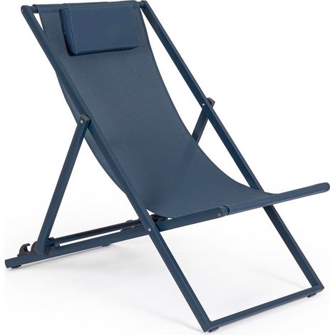 Sdraio Linea Taylor in Alluminico Verniciato e Textilene Blu Navy Pieghevole e Reclinabile in 3 Posizioni (1/7)