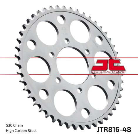 Pi帽贸n trasero de acero JT R816-48, 48 dientes, tama帽o 530 (1/2)