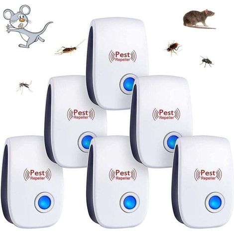 6pcs Répulsif à Ultrason Antiparasitaire, XU, Intérieur, Appareil Anti Moustique/Souris/Cafards/Rongeurs/Fourmis/Araignées/Insectes - KZQ