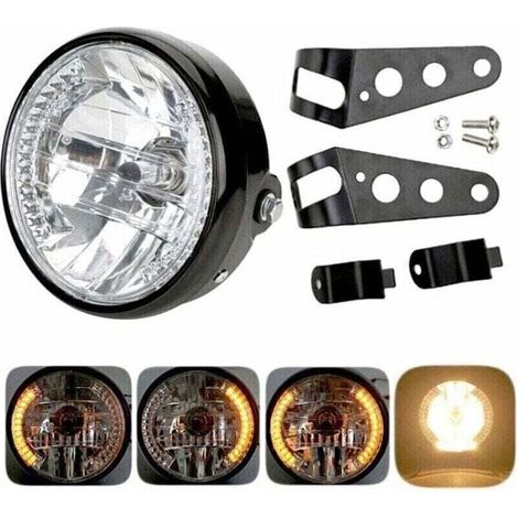 Phare rond de moto avec projecteur LED et support de montage, halogène 12 V, LED 7 pouces (1/4)