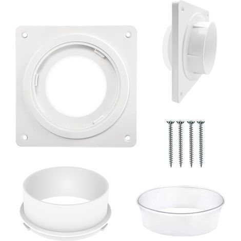 Kit de raccordement d'évacuation : plaque murale pour conduit de sèche-linge avec système de raccordement rapide, compatible avec les conduits flexibles de 4 pouces (environ 10 cm) (1/5)