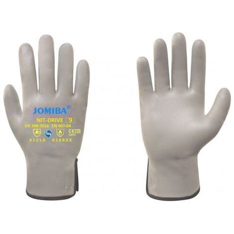 GUANTE ESPUMA NITRILO GRIS SOP.NYLON T-8 - JOMIBA
