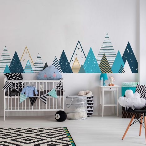 Stickers muraux enfants - Décoration chambre bébé - Autocollant Sticker mural géant enfant montagnes scandinaves TIPIKA - 40x65cm (1/5)