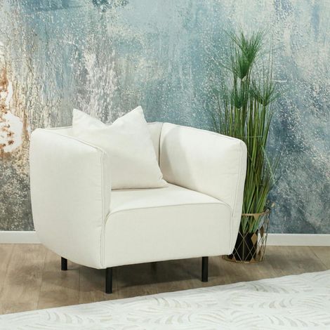 Fauteuil blanc crème moderne TURIN (1/5)