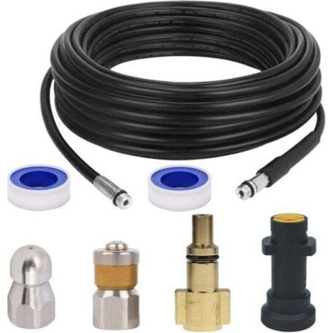 Nettoyeur de canalisations pour Kärcher, kit de nettoyage de canalisations haute pression avec buse à jet et buse à jet rotati (1/5)