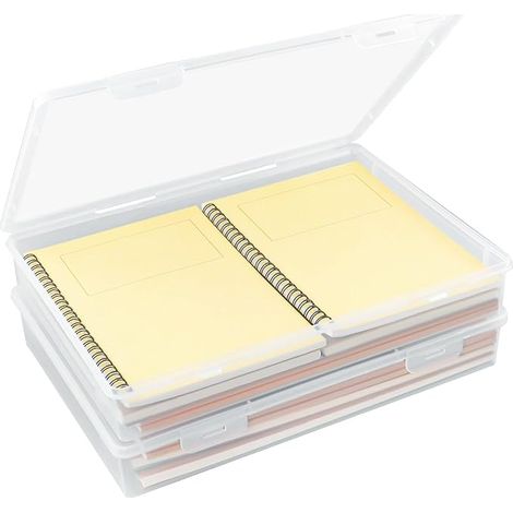boîtes de rangement avec couvercle - 32 x 23 x 5 cm - En plastique transparent - organisateur pour documents, lettres, articles de papeterie (1/5)