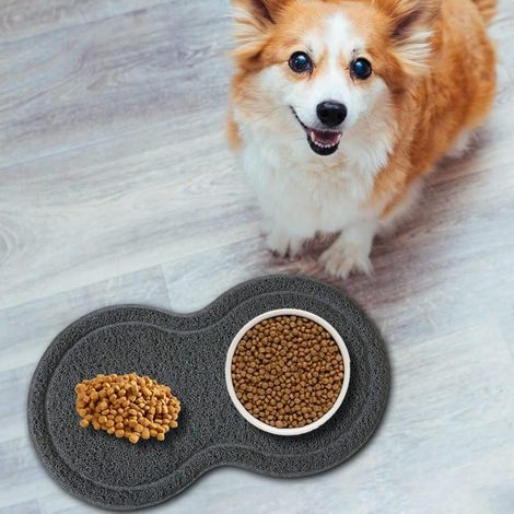 Futtermatte für Katzen und Hunde – Silikon – wasserdichtes und rutschfestes PVC – grau – 45 x 25 cm