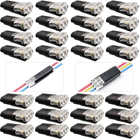 2 Pin/3 Pin Terminal Blocks Junction Connectors Simple and Fast Wiring Installation D2-Transparent 16pcs + D3-Transparent 12pcs (1/5)