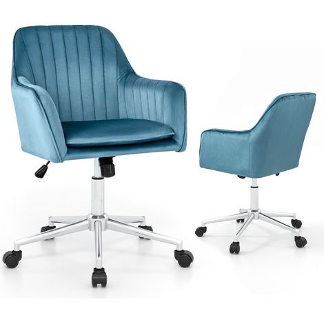 COSTWAY Home Office Leisure Chair Height-Adjustable Swivel Dutch Velvet Task Chairs (1/5)