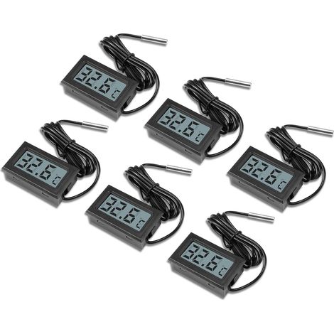6 thermomètres numériques LCD de -50 ℃ à + 110 ℃, moniteur LCD numérique avec capteur externe, contrôle de la température, thermomètre avec capteur pour réfrigérateur, congélateur, aquarium (1/5)