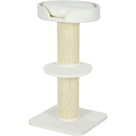 Albero tiragraffi per gatti 91 cm con cuccia e piattaforma, bianco crema (1/5)