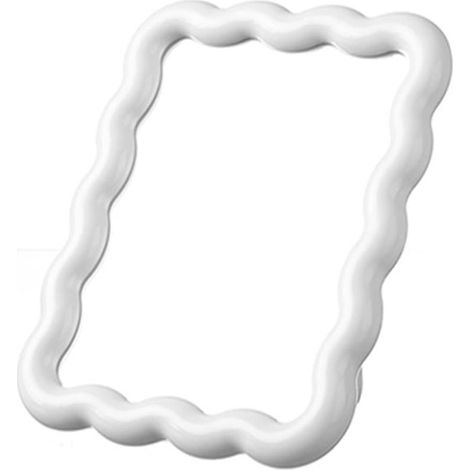 Miroir de maquillage en forme de vague - Joli miroir de voyage pliable et portable, à poser sur une table ou à suspendre - 17 x 13,5 cm - Blanc (1/5)