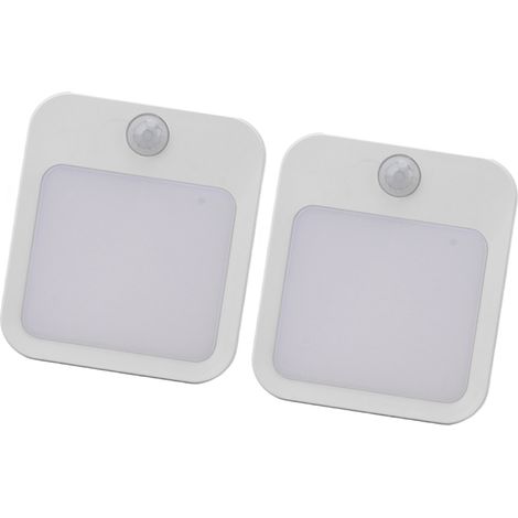 2pcs lampe de chevet à brancher avec détecteur de mouvement mini LED blanc chaud veilleuse luminosité réglable prise UE 110-220V