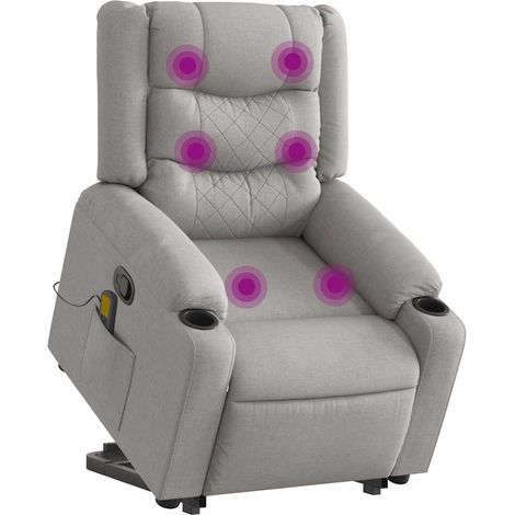 Massagesessel mit Aufstehhilfe Wolkengrau Stoff vidaXL (1/5)