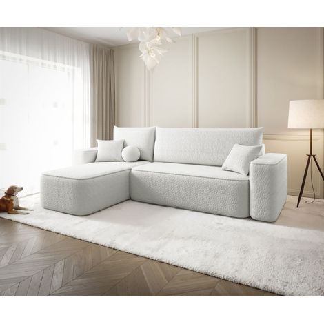 Ecksofa Schlafsofa Sofa AGEPO Stoff Quelle Weiss Ottomane Links (1/5)