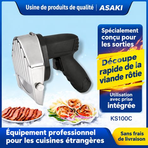 Trancheuse à Kebab Électrique Couteau à Viande KS100C Lame 100 mm Épaisseur 0-8 mm 20,5 × 19,5 × 16,5 cm 1,9 kg – Livraison gratuite (1/5)