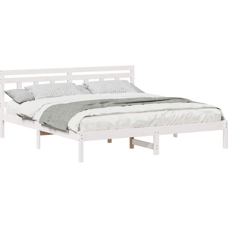 Maison Exclusive - Struttura del letto con testiera Bianco Legno di pino massello (1/5)