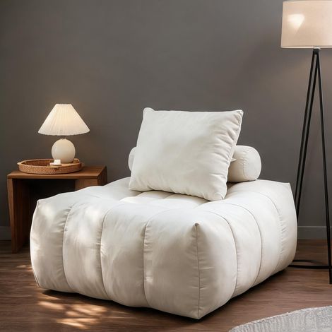 Pouf poire confortable en flanelle blanche 89 x 86 x 42 cm (1/5)