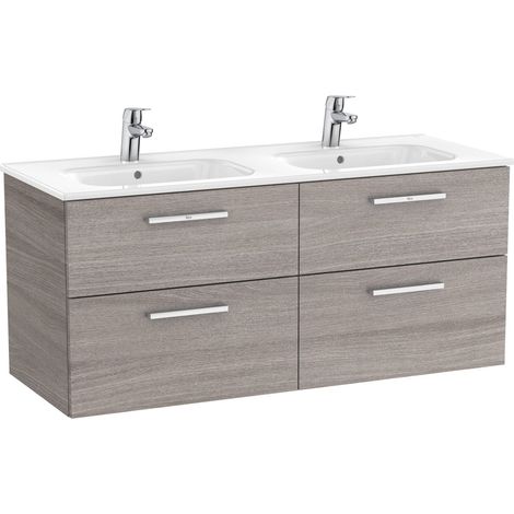 Conjunto de mueble con cuatro cajones y lavabo doble VICTORIA - ROCA Color: Roble City texturizado (1/2)