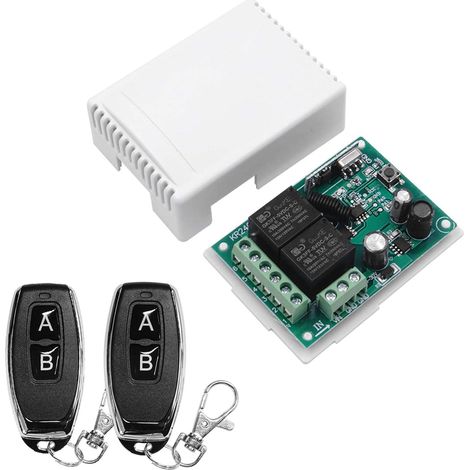Commutateur de télécommande DC 12V 24V 30V sans Fil 433Mhz RF 10A 2 canaux interrupteur récepteur de Relais avec émetteurs, pour Moteur, lumière,contrôleur de Bricolage (1/5)