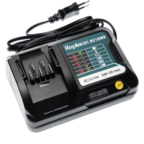 vhbw caricabatterie compatibile con Makita JV103D, JV103DS, JV103DSAE, JV103DSAJ, JV103DSMJ, JV103DWAE, JV103DWYE batterie Li-Ion di attrezzi