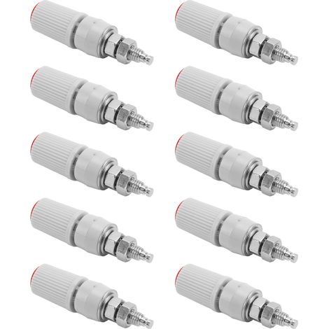 Lot de 10 douilles de liaison banane 4mm en cuivre nickelé femelle M5 pour équipement électronique rouge (1/5)