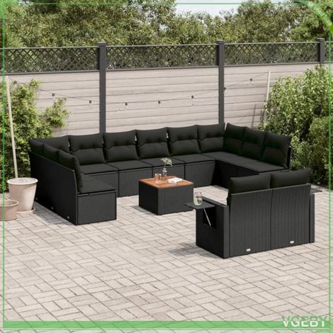 Salon de jardin - 3257126 - 13 pcs - Résine tressée noir - Modulaire avec rangements étanches (1/3)