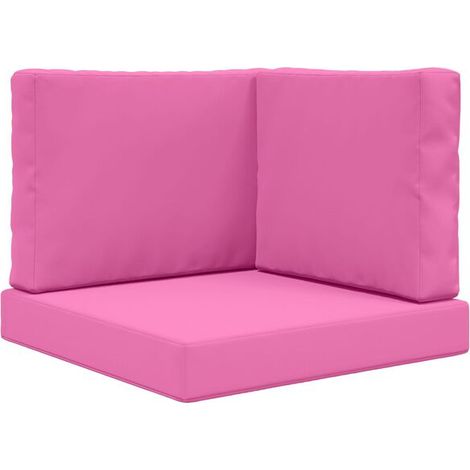 Ensemble de trois coussins pour canapé d'extérieur, en polyester rose (1/5)