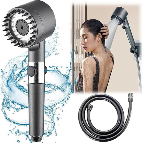 Hochdruck-Duschkopf, Badezimmer-Duschkopf mit 4 einstellbaren Modi, Anti-Kalk-Massage-Duschkopf mit Wasserstopp, Wassersparender Duschkopf (B)