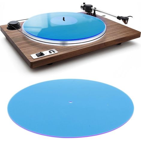 Acrylique Tapis de Glissement pour Platine Vinyle de 12 Pouces (Bleu) Tapis de table tournant plateau de disque tapis abrasif à faible bruit plaque tournante (1/5)