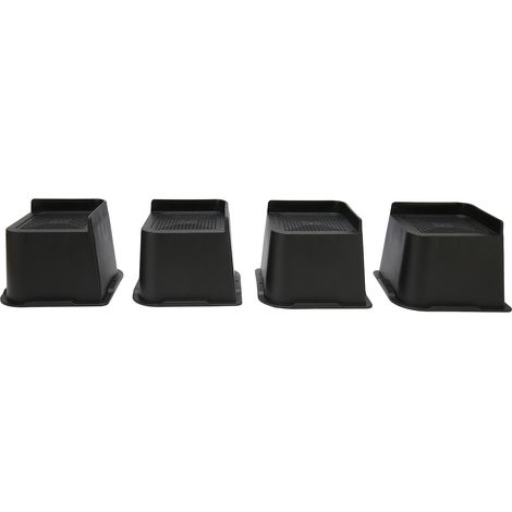 Lot de 4 rehausseurs de lit en ABS en forme de L, antidérapants, pour pieds de chaise, rehausseurs de meubles, blocs de support pour bureau, armoire, canapé, tables, noir, 10,2 cm/4 pouces (1/5)