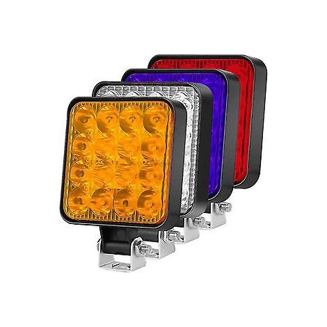 12V 16 LED-Scheinwerfer, staubdicht, Arbeitsscheinwerfer, Offroad-Scheinwerfer, 1200lm 48W ABS+LED für Jeep, LKW, Auto, Motorrad, Traktor, SUV (Rot) (1/5)