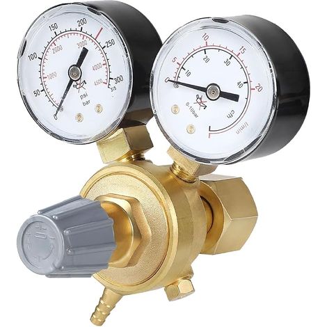 Mini CO2/Argon Pressure Regulator Full Copper W21.8 Thread Single Stage Positive Action Pressure Gauge (1/5)
