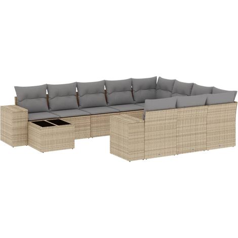 Maison Exclusive - Set de sofás de jardín 11pzas con cojines ratá (1/3)