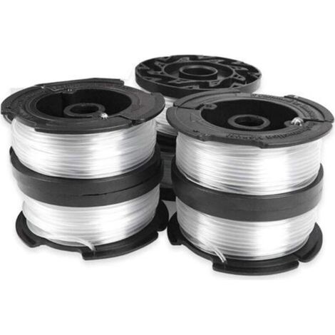Bobines de fil de coupe-bordures Black + Decker Reflex, bobine de fil de coupe-bordures, bobine transparente Reflex, 6 bobines, 1 couvercle de bobine, 1 ressort
