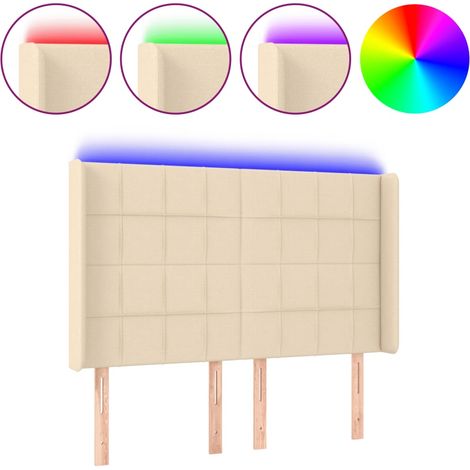 Maison Exclusive - Testiera a LED Crema 147x16x118/128 cm in Tessuto (1/5)