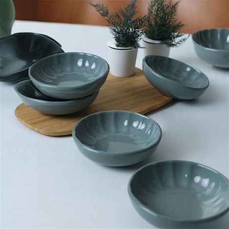 Bol apéro bleu gris forme fleur (lot de 6) EFIRA (1/5)