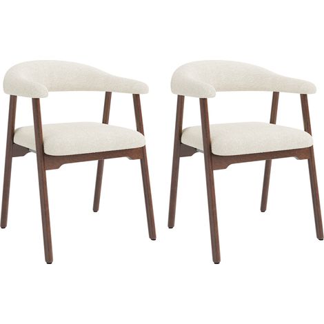 Chaises de salle à manger Lot de 2 Tissu Bouclé 50x46.5x79.5 cm Chaise de cuisine avec coussin confortable Style moderne et minimaliste Noyer (1/5)