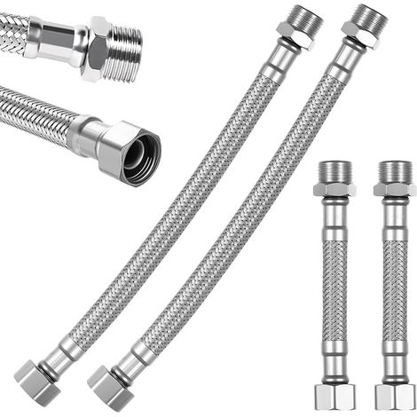 Flexible Sanitary Faucet Pipes, 3/8 Inch Flexible Toilet Toilet Hose Connection Hose Stainless Steel Water Extension Toilet Bathroom (10 cm/20 cm)